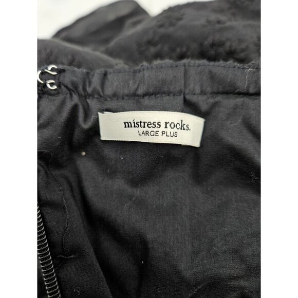 Mistress Rocks Embroidered Mini Dress Womens Large Plus Off Shoulder Black - Picture 8 of 10